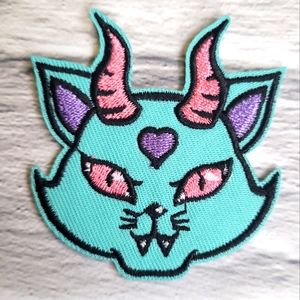Devil Demon Cat Heart Satanic Cute Occult Iron on Patch